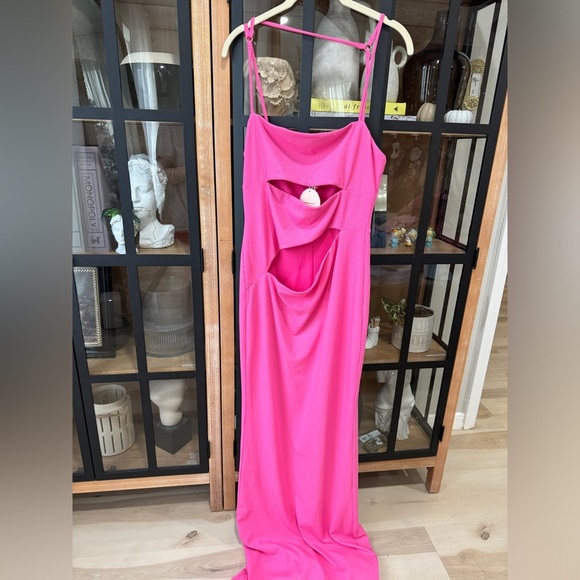 Camila Coelho Knit Cutout Detail Strappy Hayley Maxi Dress barbie pink bodycon - Picture 2 of 8